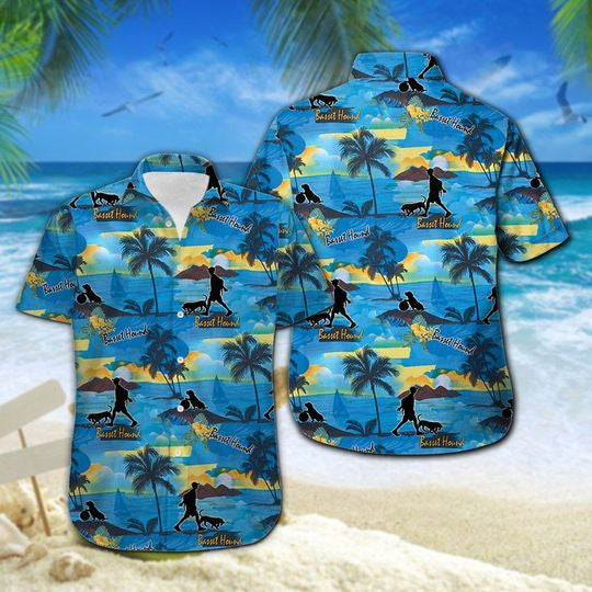 Basset Hound Hawaiian Shirt Summer Button Up For Men, Women, Couple