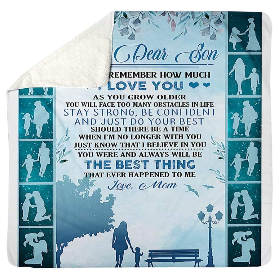 To My Dear Son Love From Mom Gift Sherpa Blanket