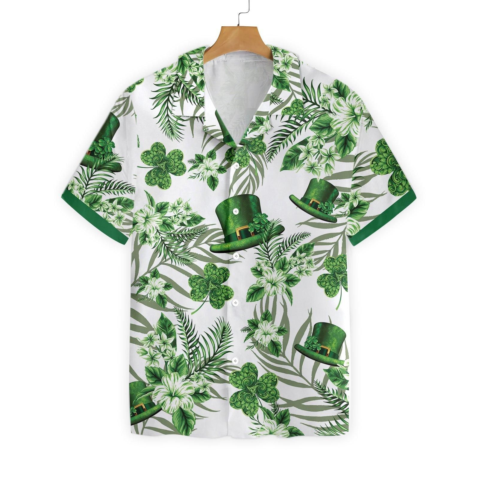 Erin Go Braugh Ireland Green Hat And Shamrock Pattern 1801 Hawaii Shirt Ha5801