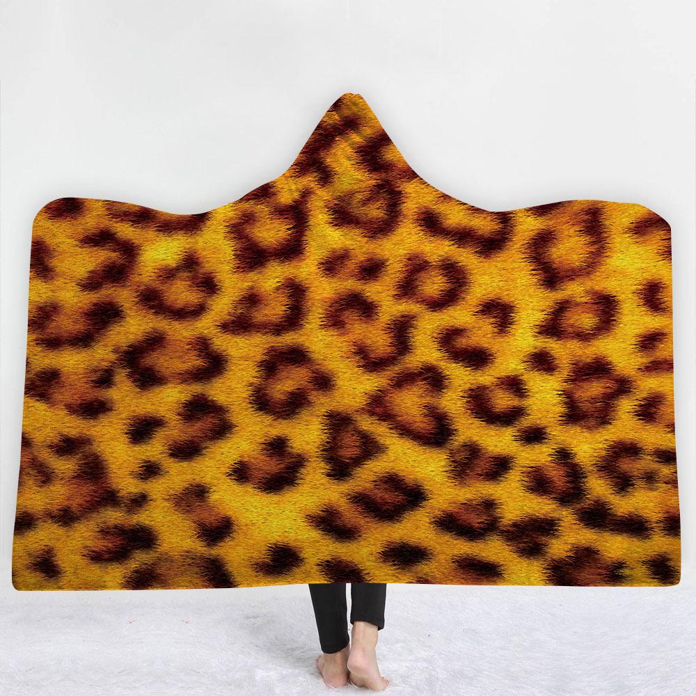 Animal Hooded Blankets – Animal Series Leopard Print Fleece Hooded Blanket