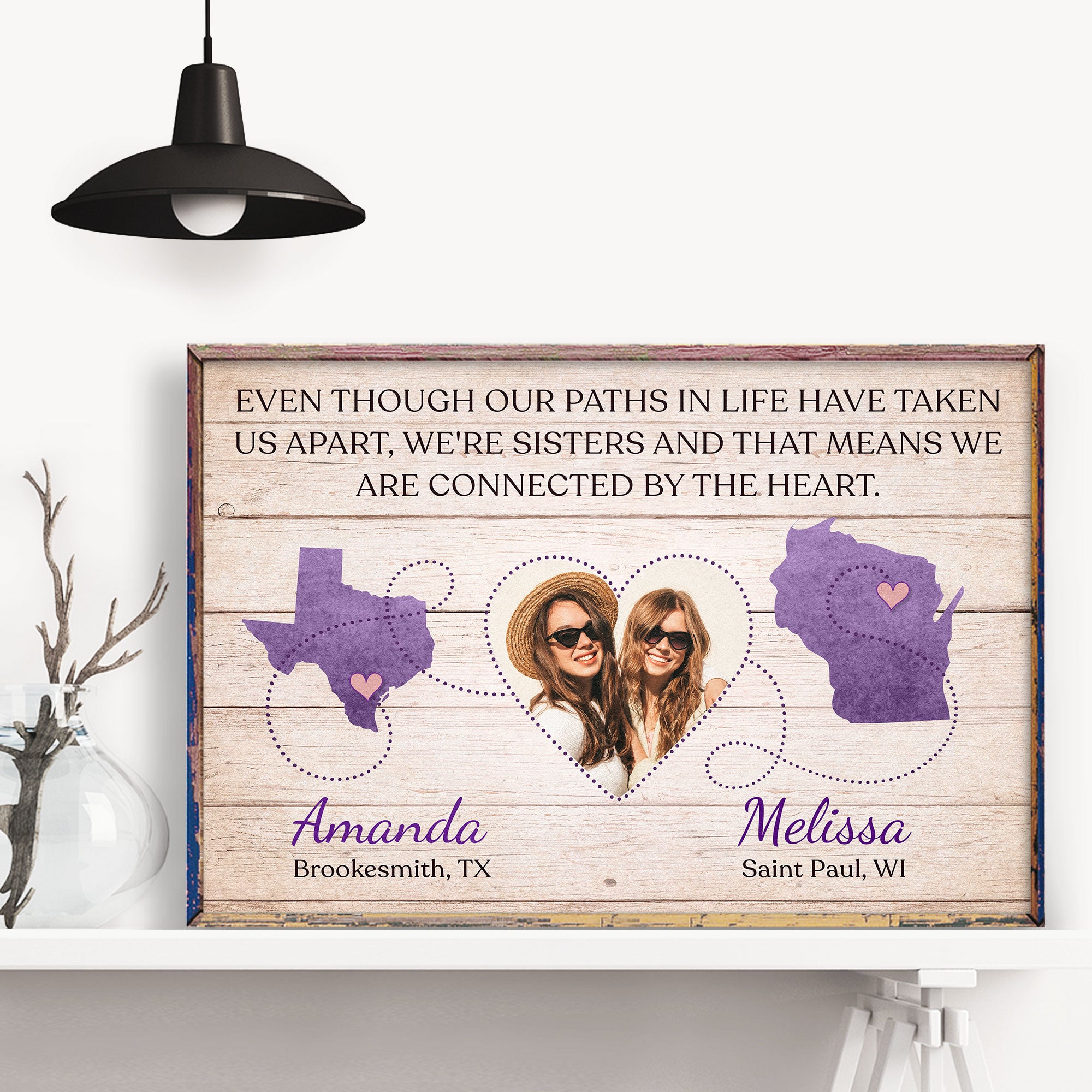 Even Though Our Paths In Life Have Taken Us Apart, Sisters Custom Poster, Gift For Sisters