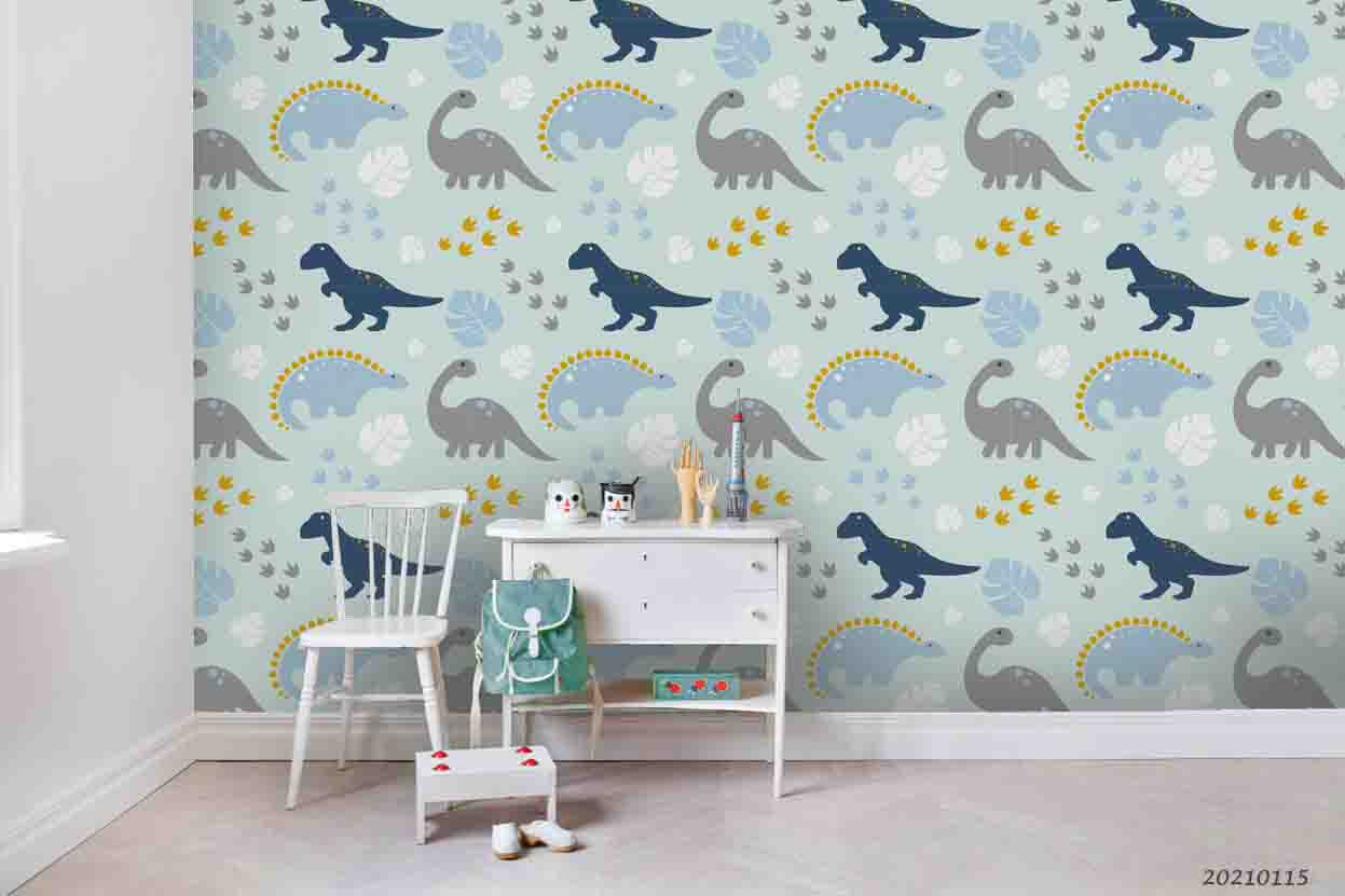 3D Hand Drawn Animal Dinosaur Wall Mural Wallpaper Lqh 46