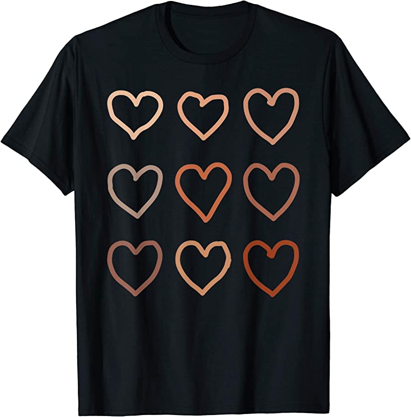 Skin Tone Hearts shirt, Be Kind Melanin African Black Pride T-Shirt