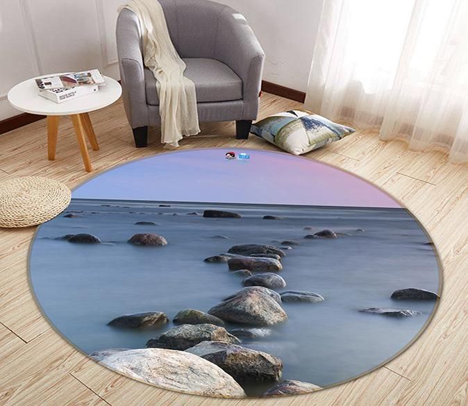 3D Sea Stones 135 Round Rug – Round Carpet Home Decor
