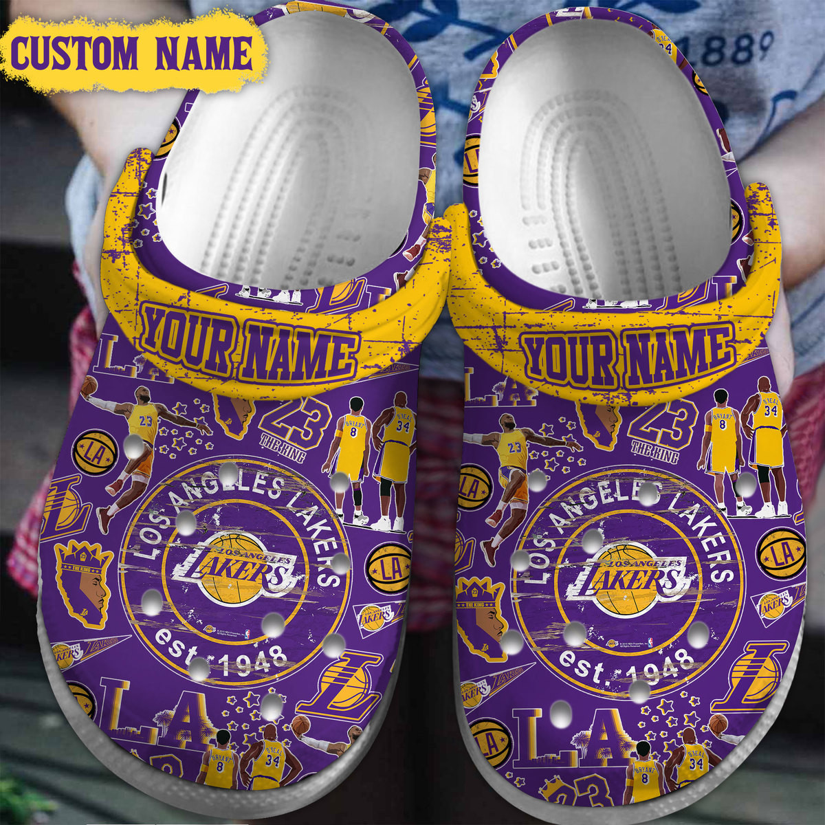 Premium Los Angeles Lakers NBA Sport Crocs Crocband Clogs Shoes Comfortable For Men Women and Kids