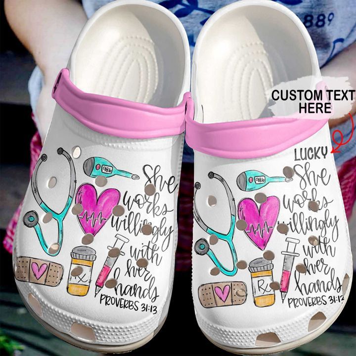 Nurse Crocs – Nurse Personalized She Works Willingly Clog Shoes ...