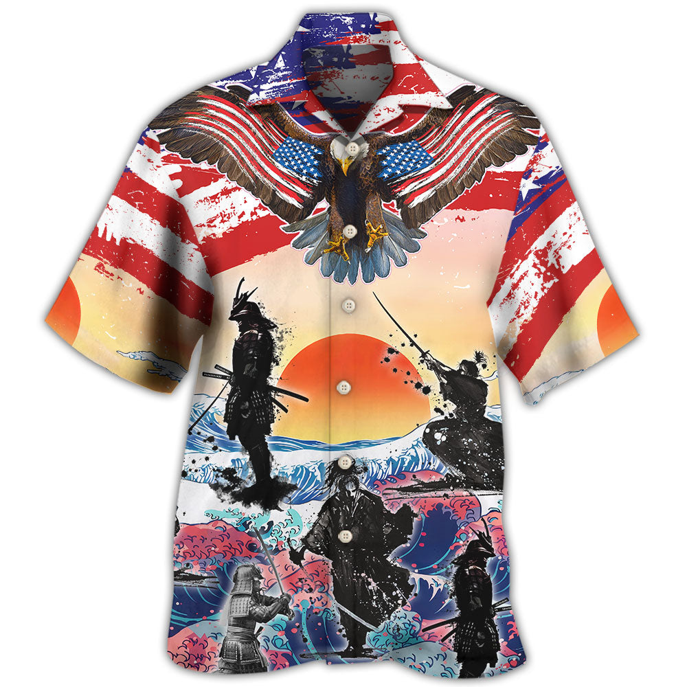 Samurai Eagle Us Flag Independence Day Hawaii Shirt Ha40819