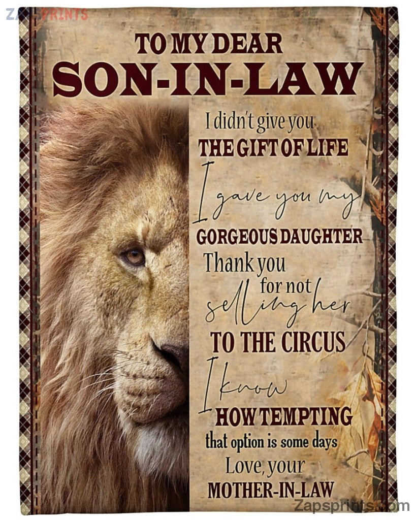 To Son In Law Lion Blanket Gift For Son In Law – Custom Blanket / Personalized Blankets / Photo Blanket – Fleece Blanket / Sherpa Blanket