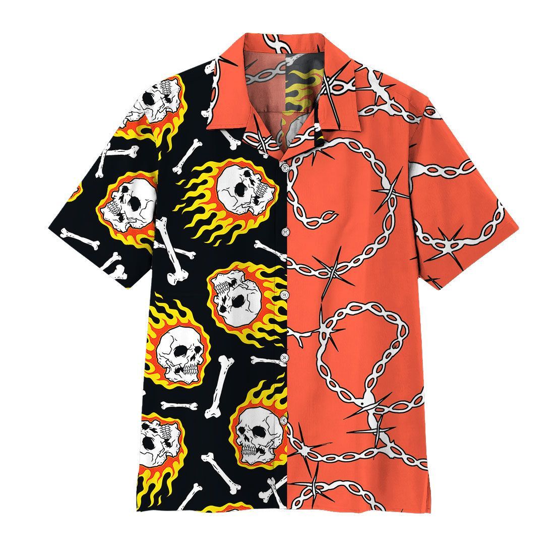 Gearhuman Fire Skull Hawaiian Shirt Ha6097