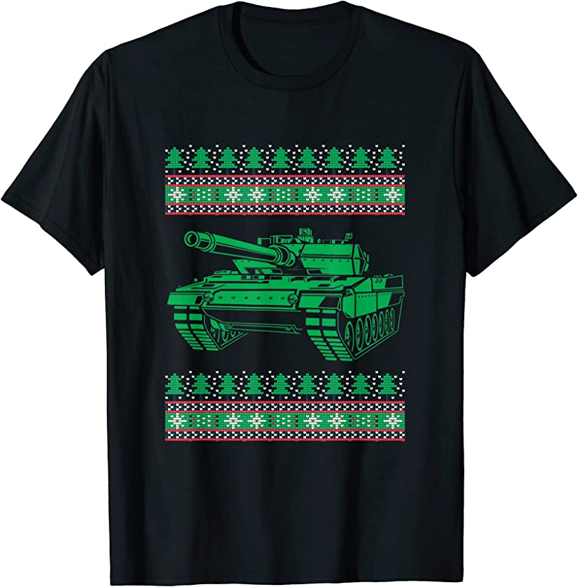 Ugly Christmas X-Mas Battle Tank Santa Claus New Year Army T-Shirt