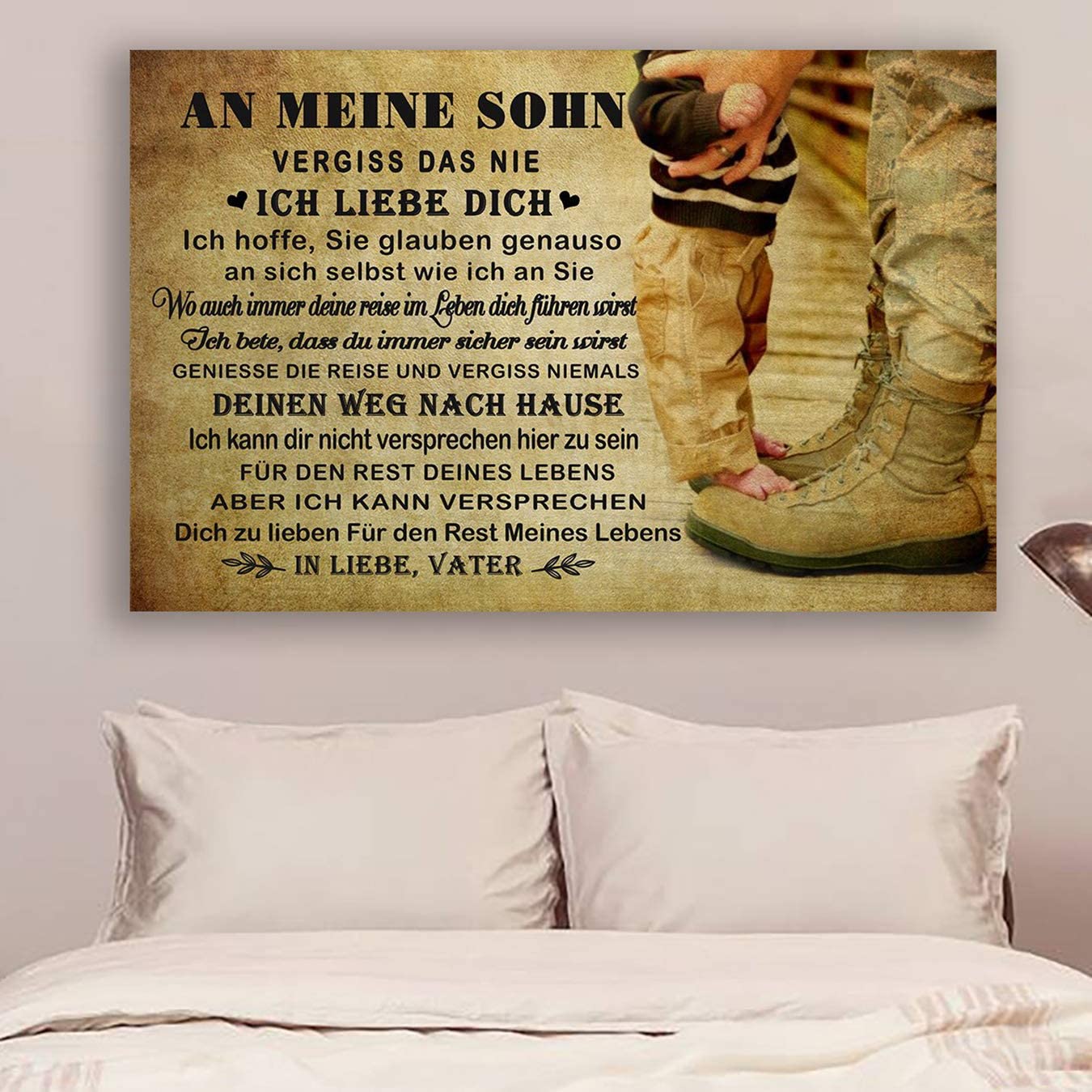 Poster for Room Aesthetic -Command Strips Wall Decor – Hn282 Soldier Poster – Dad to Son – I Hope You Believe in Yourself – German