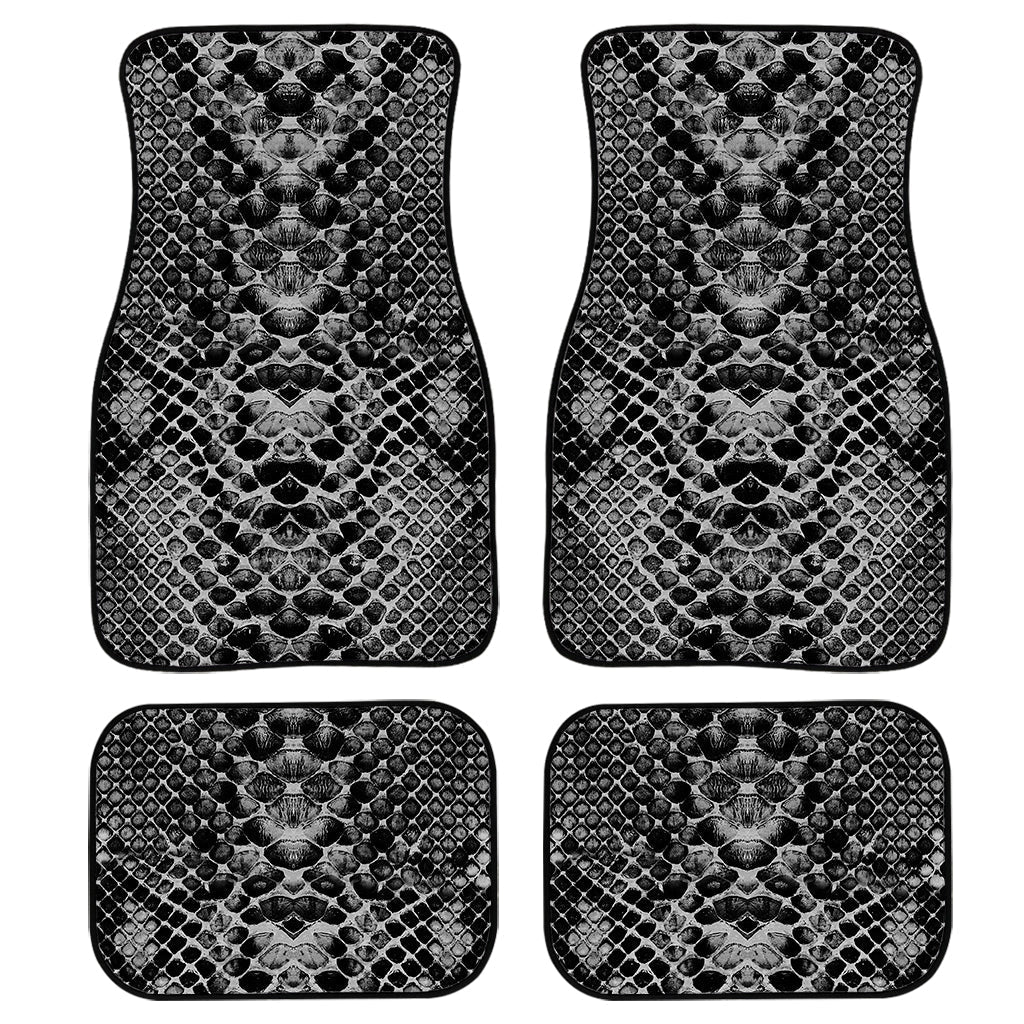 Grey And Black Snakeskin Print Front And Back Car Floor Mats, Front Car Mat