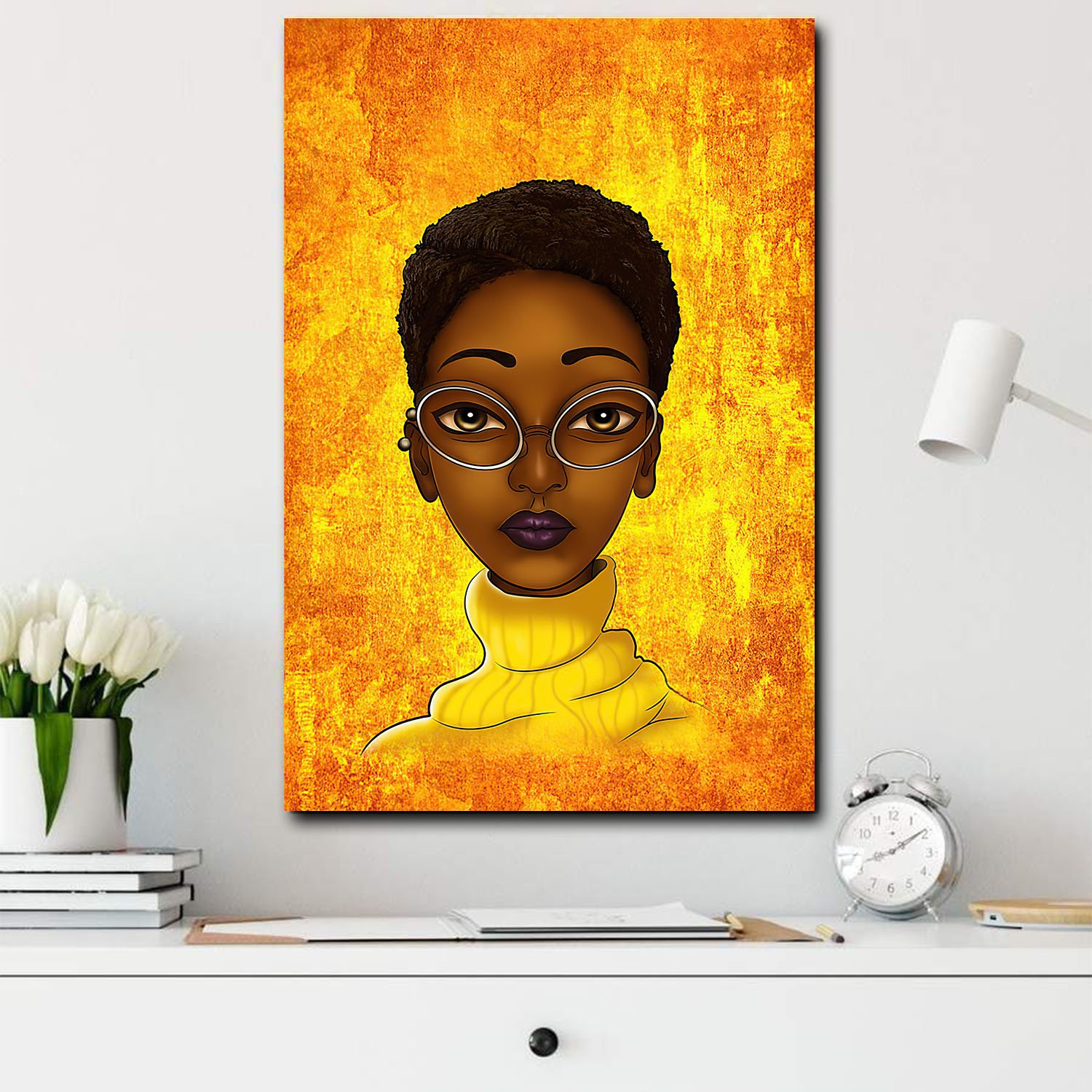 Africa Canvas Design Melanin Woman And Yellow Back Ground Home Decor South Africa