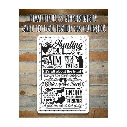 Hunting Rules – 8″ x 12″ or 12″ x 18″ Aluminum Tin Awesome Metal Poster