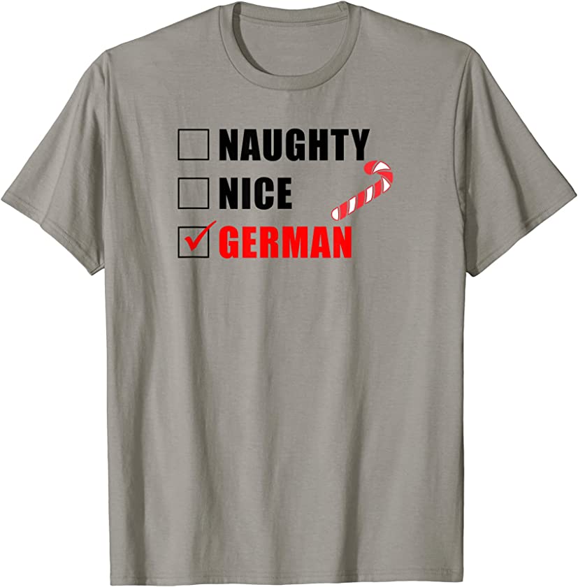 Naughty Nice German Candy Cane Christmas Santa List T-Shirt