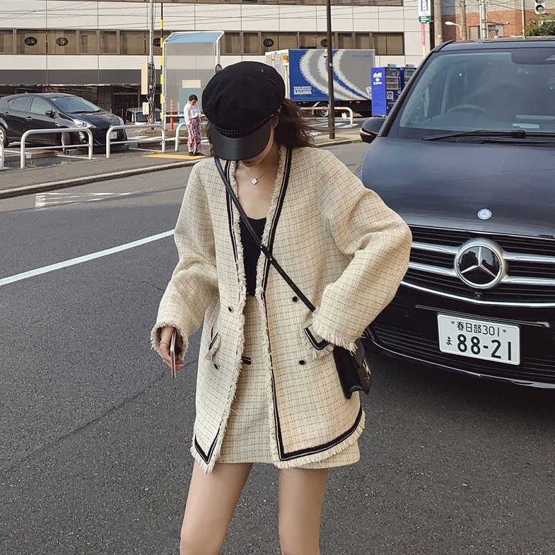 2021 Autumn and Winter Autumn Clothing Suit New Tweed Casual Jacket Skirt Two-Piece Set alx