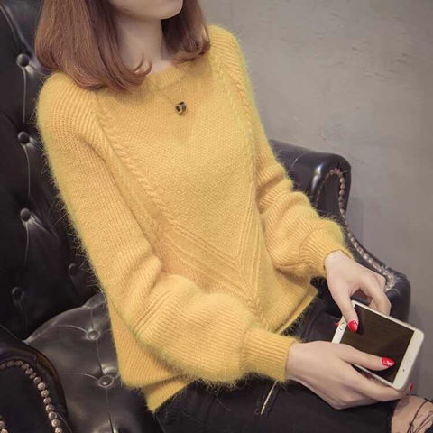 Autumn And Winter New Sweater Women Korean Round Neck Solid Color Sweater Lady Pullover Long Sleeve Fashion Sweater alx