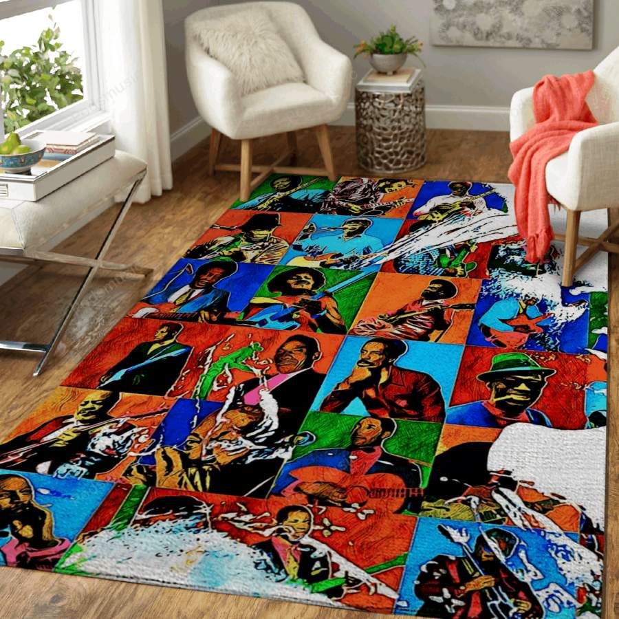 jimi hendrix and blues  – Music Art For Fans Area Rug Living Room Carpet F …