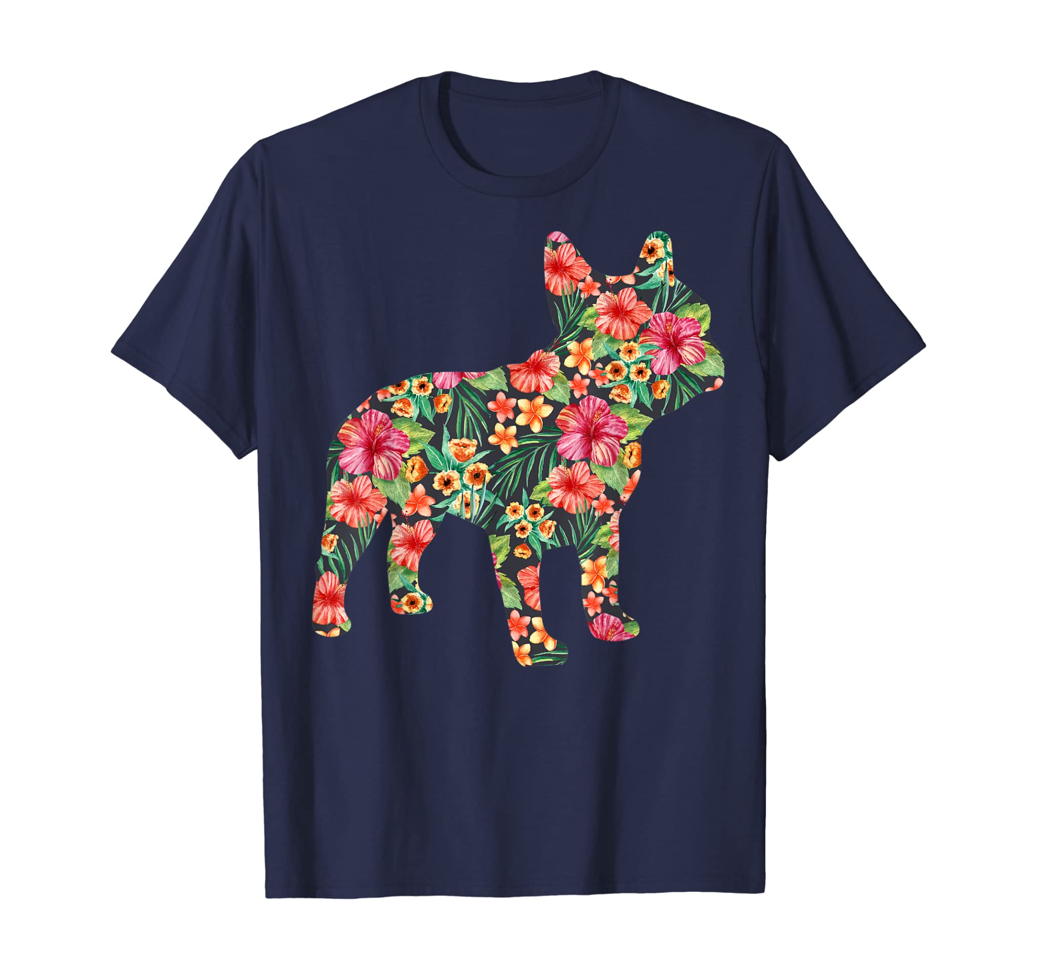 French Bulldog Flower T shirt Floral Frenchie Dog Silhouette