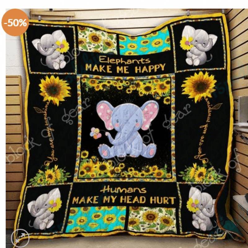 LL Sunflower Elephant Quilt Blanket