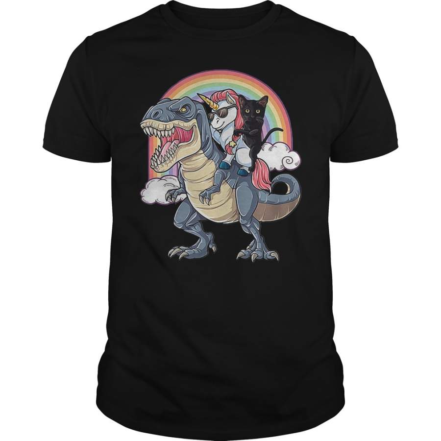 T-Rex Unicorn Cat Boss Rainbow T-Shirt