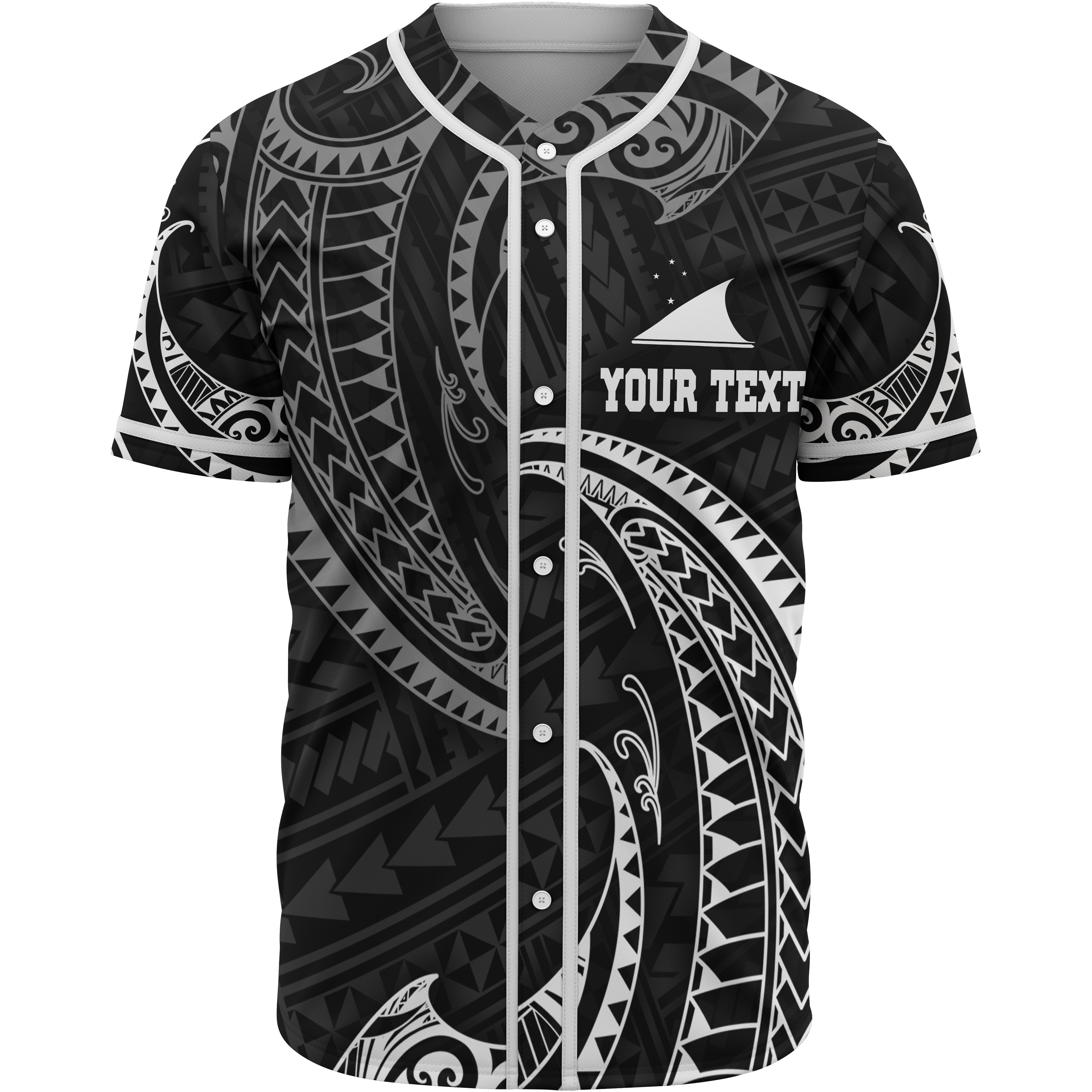 Tokelau Polynesian Custom Personalised Baseball Shirt – White Tribal Wave – BN12