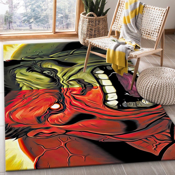 Red Hulk Vs Green Hulk Rug Living Room Rug Home Decor Floor Decor