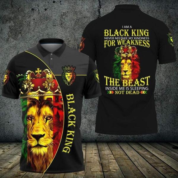 I Am A Black King Never Mistake My Kindness For Weakness The Beast Inside Me Is Sleeping Not Dead Lion Polo Shirt