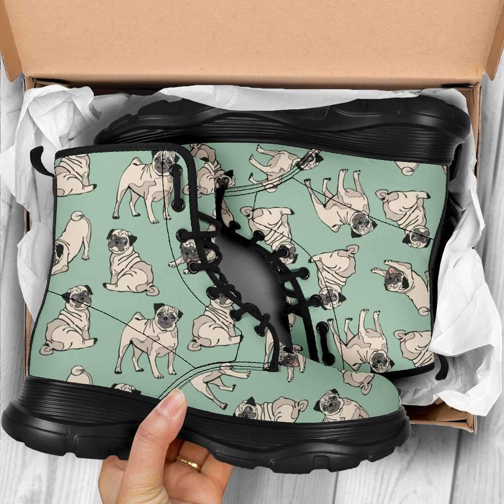 Pugs Animal Print  7 Eye Sneaker Walking Boots