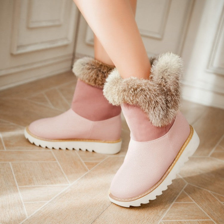 Rabbit Fur Women Snow Boots Winter Platform Shoes Woman 2016 3482