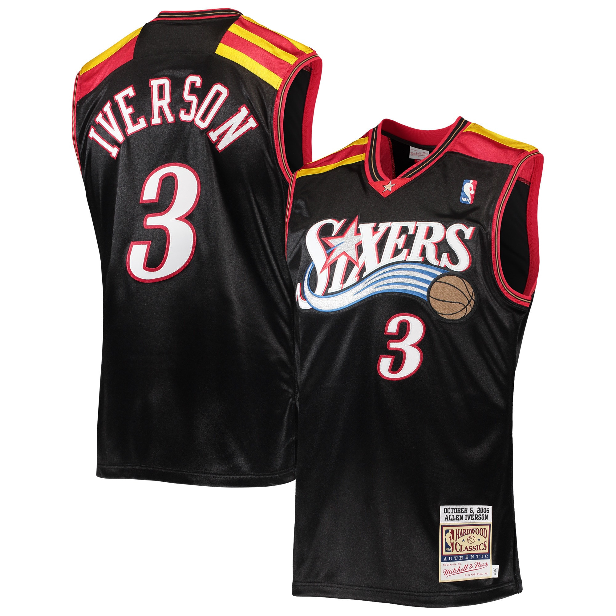 Allen Iverson Philadelphia 76ers Mitchell & Ness Hardwood Classics Authentic 2006 Jersey – Black NBA