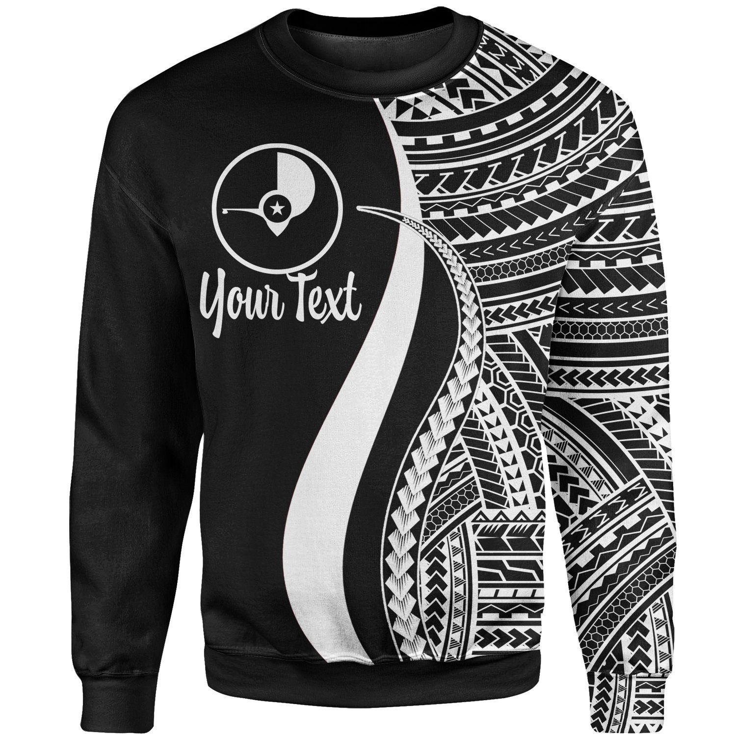 Yap Custom Personalised Sweatshirt – White Polynesian Tentacle Tribal Pattern – BN11