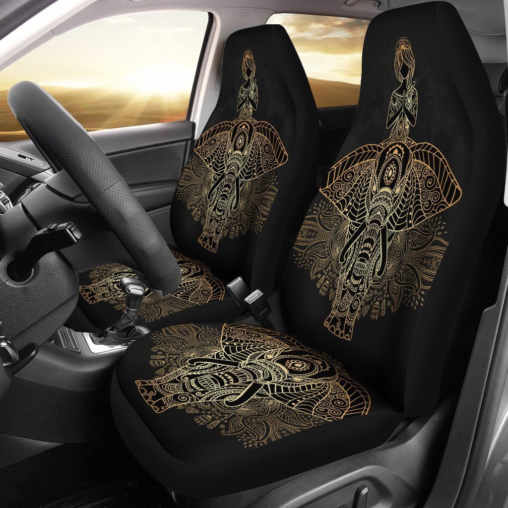 Yoga Elephant Mandala Seat Cover Car Seat Covers Set 2 Pc, Car Accessories Car Mats