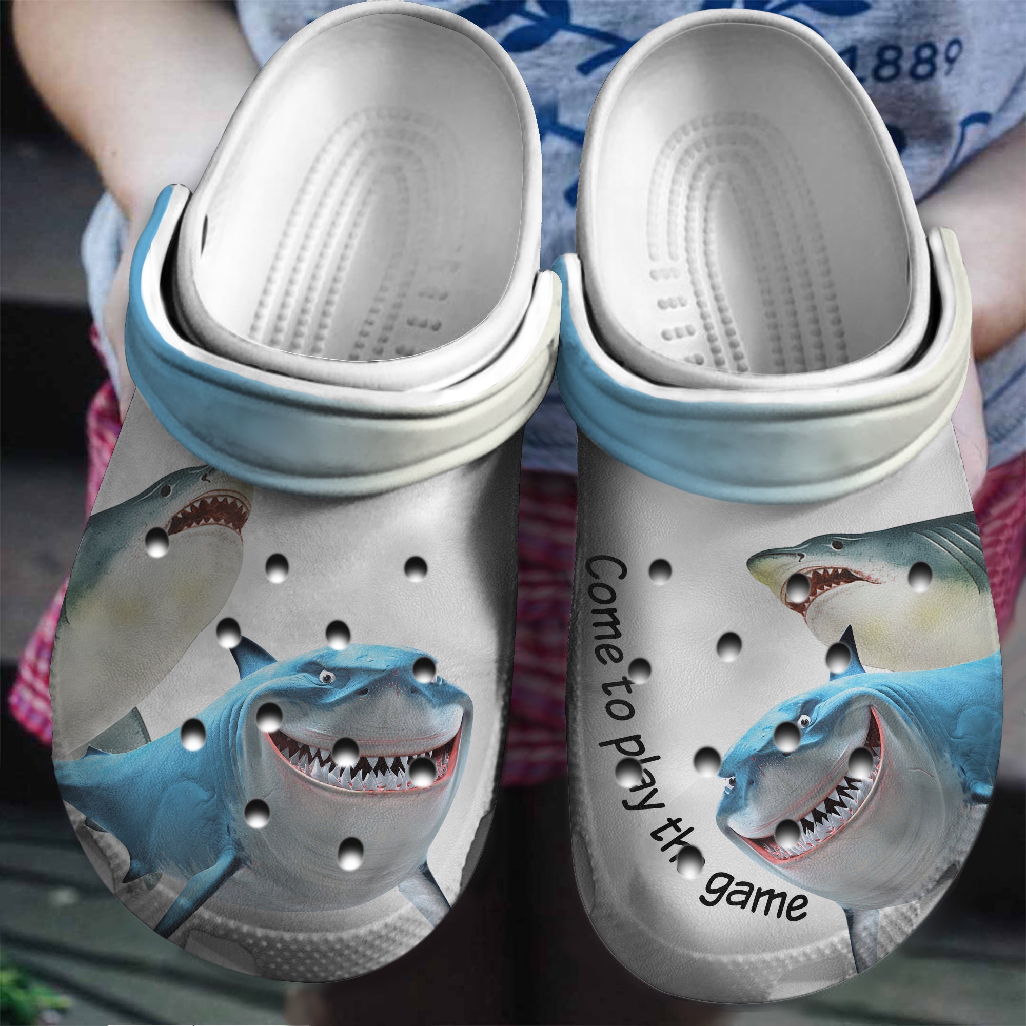 Shark Come To Play The Game Custom Crocs Shoes Birthday Gift – Ocean Halloween Shoes Croc Gift – Cr-Drn032