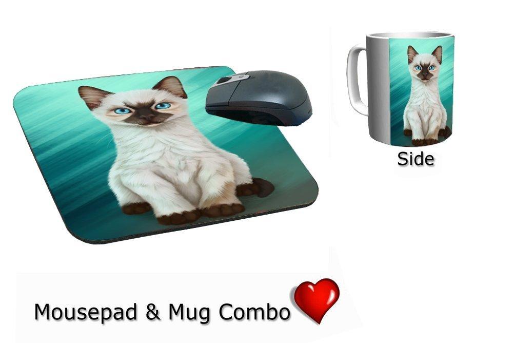 Siamese Kitten Cat Mug & Mousepad Combo Gift Set