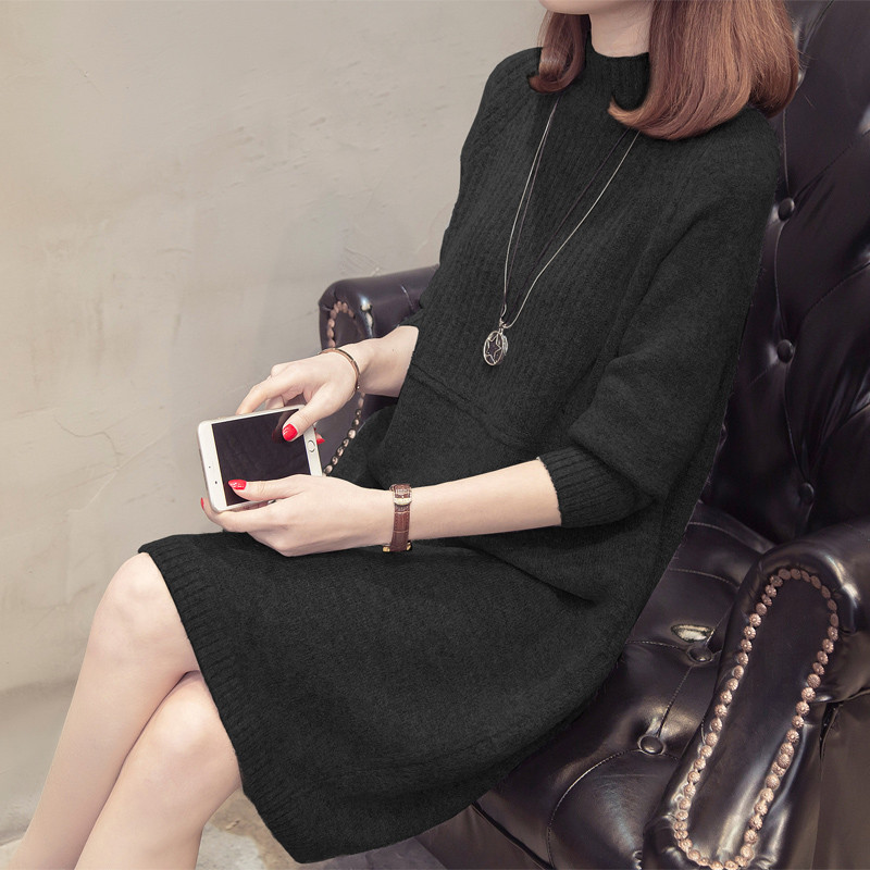 2020 New Women Fashion Autumn Winter Knitted Pullovers Sweaters Dresses Slim Warm Turtleneck Sweater Dress PP478 alx
