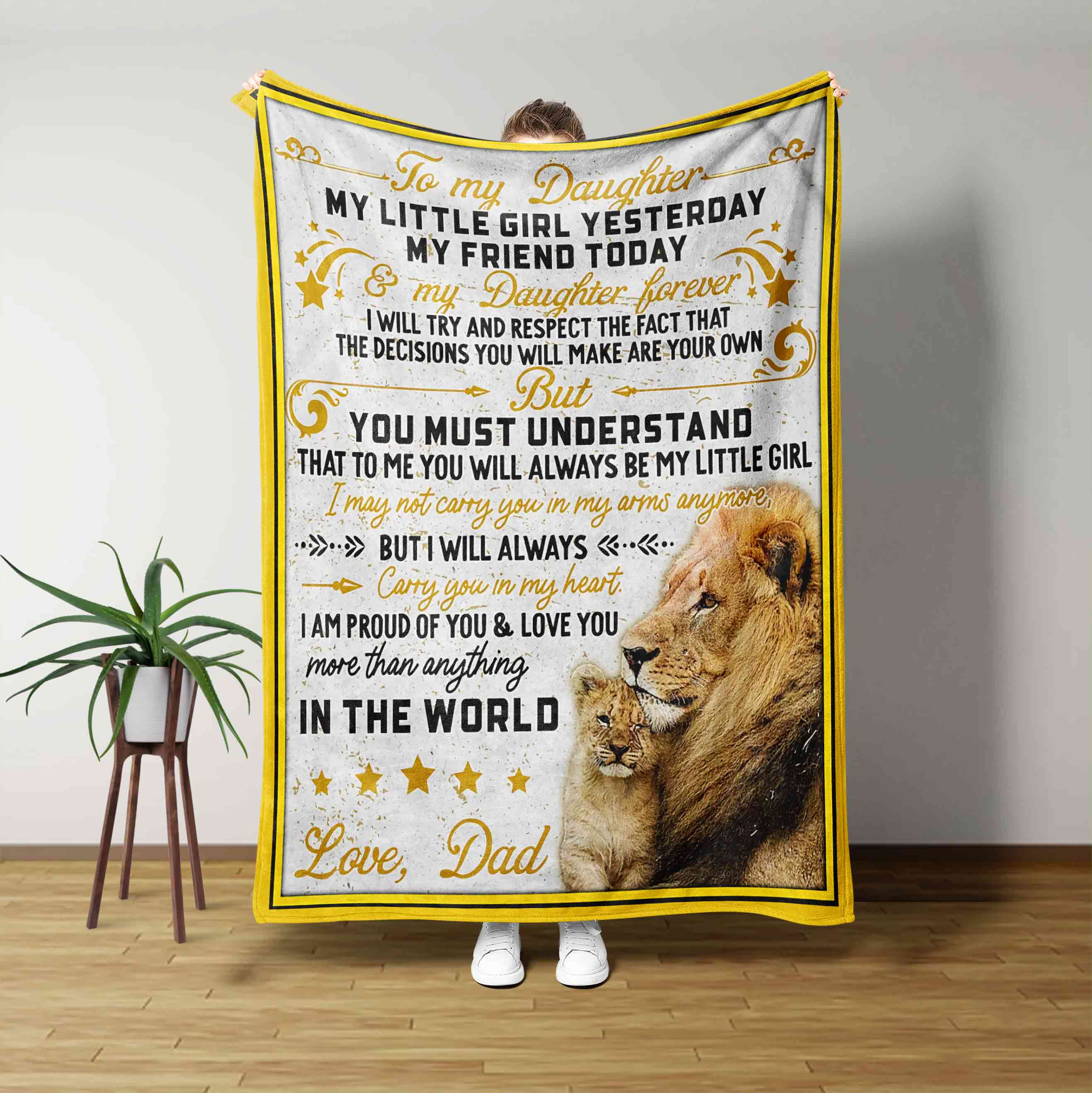 To My Daughter Blanket, Lion Blanket, Family Blanket, Custom Name Blanket, Gift Blanket