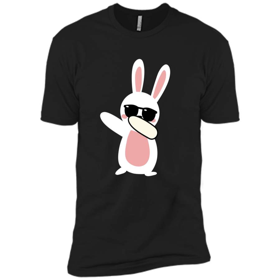 Dabbing Easter Bunny Funny Easter T-Shirt Next Level Premium Short Sleeve Tee