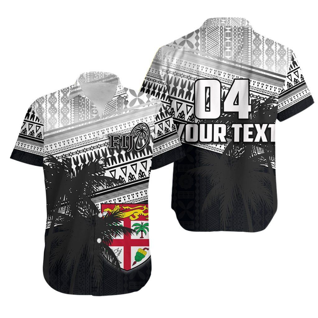 (Custom Personalised)Fiji Rugby Makare And Tapa Patterns Hawaiian Shirt Black Th4