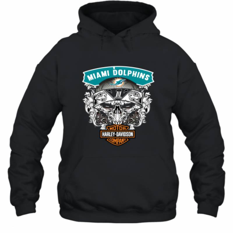 Skull Miami Dolphins Harley Davidson shirt Hoodie