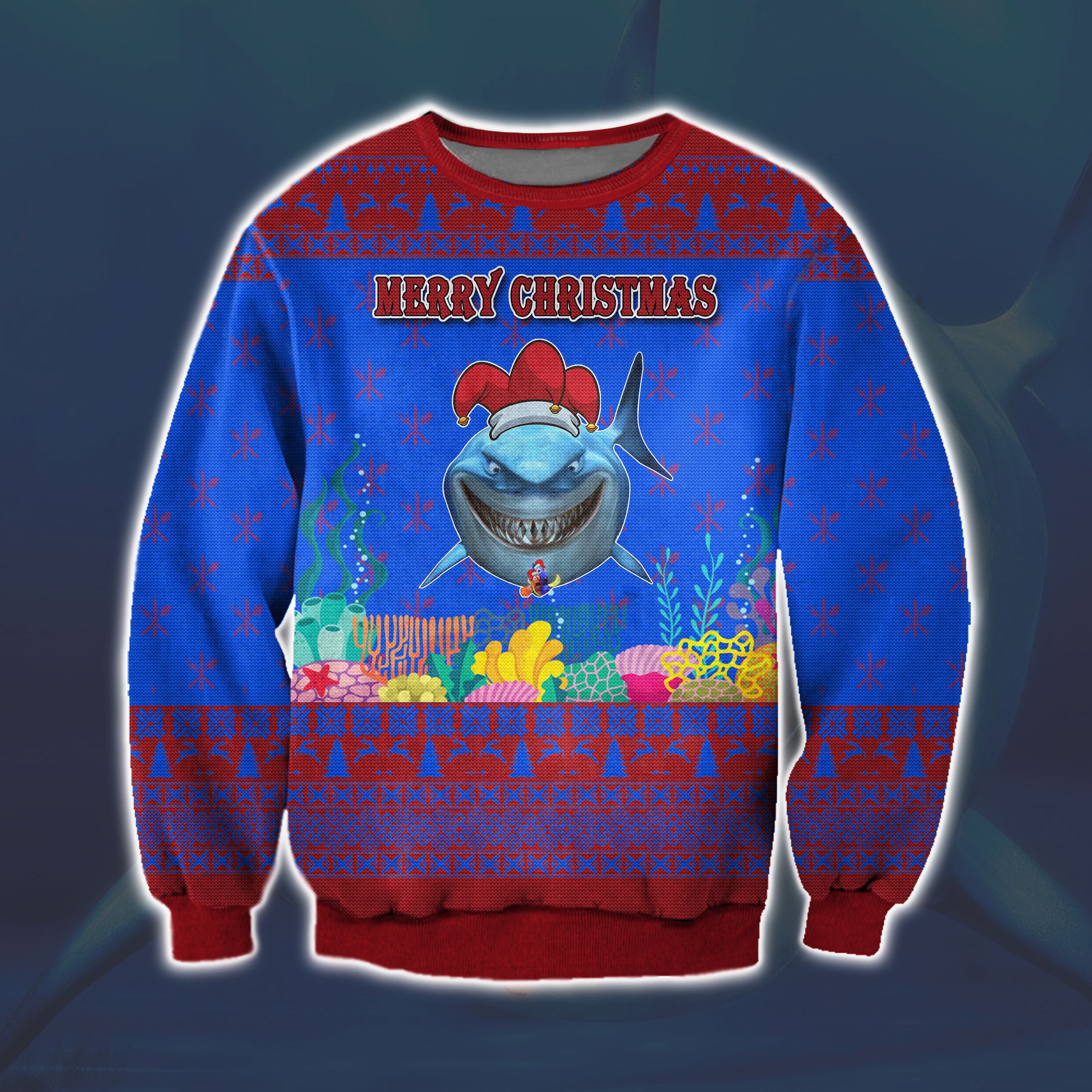 Bruce Finding Nemo Ugly Christmas Sweater