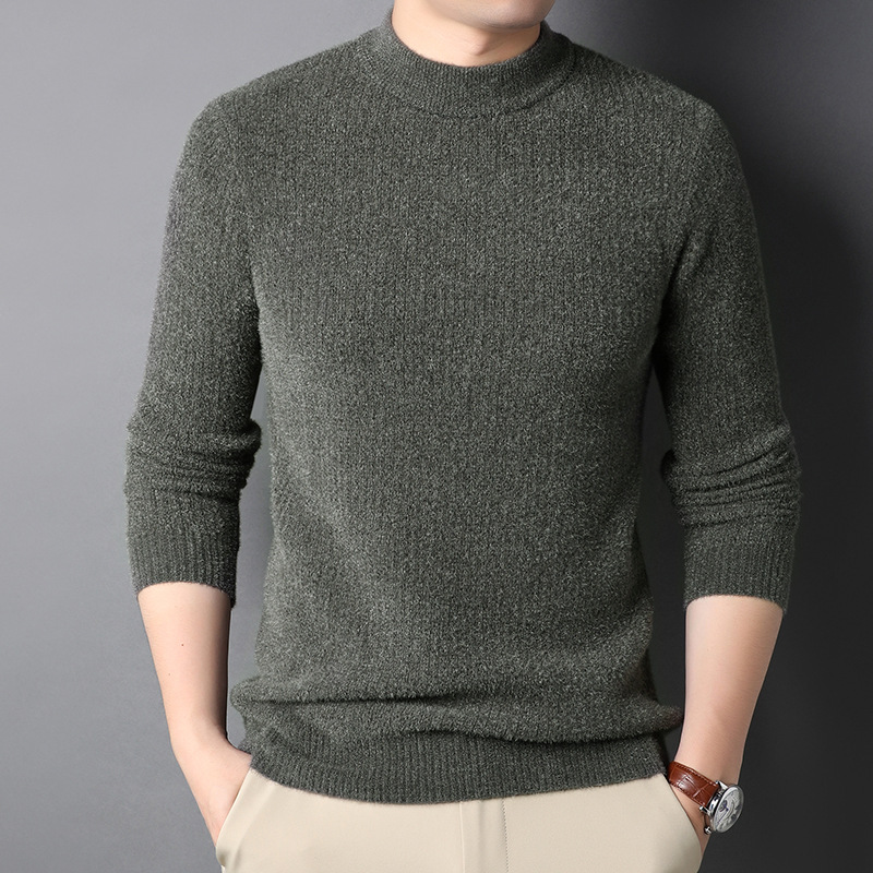 Top Quality Thick Warm New Autum Winter Fashion Brand Solid Knit Half Turtle Neck Men Trendy Sweater Casual Mens Clothes 2022 alx