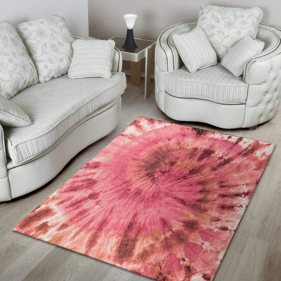 Pink Tie Dye Print Area Rug