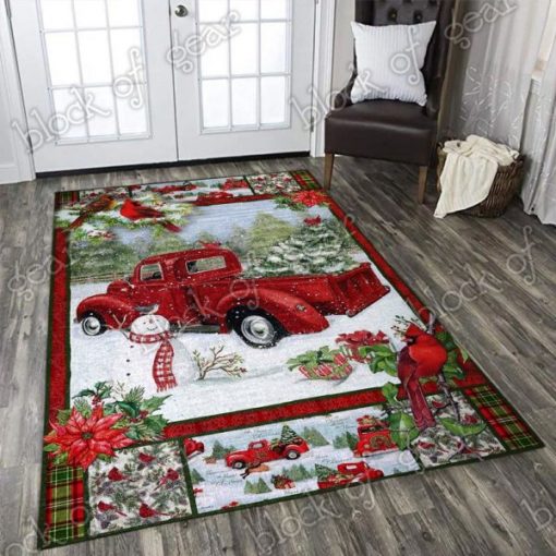 Christmas Red Truck Snowy Cardinals Logo Custom Area Rug Carpet Full Sizes Home Living Rug Carpet Decor