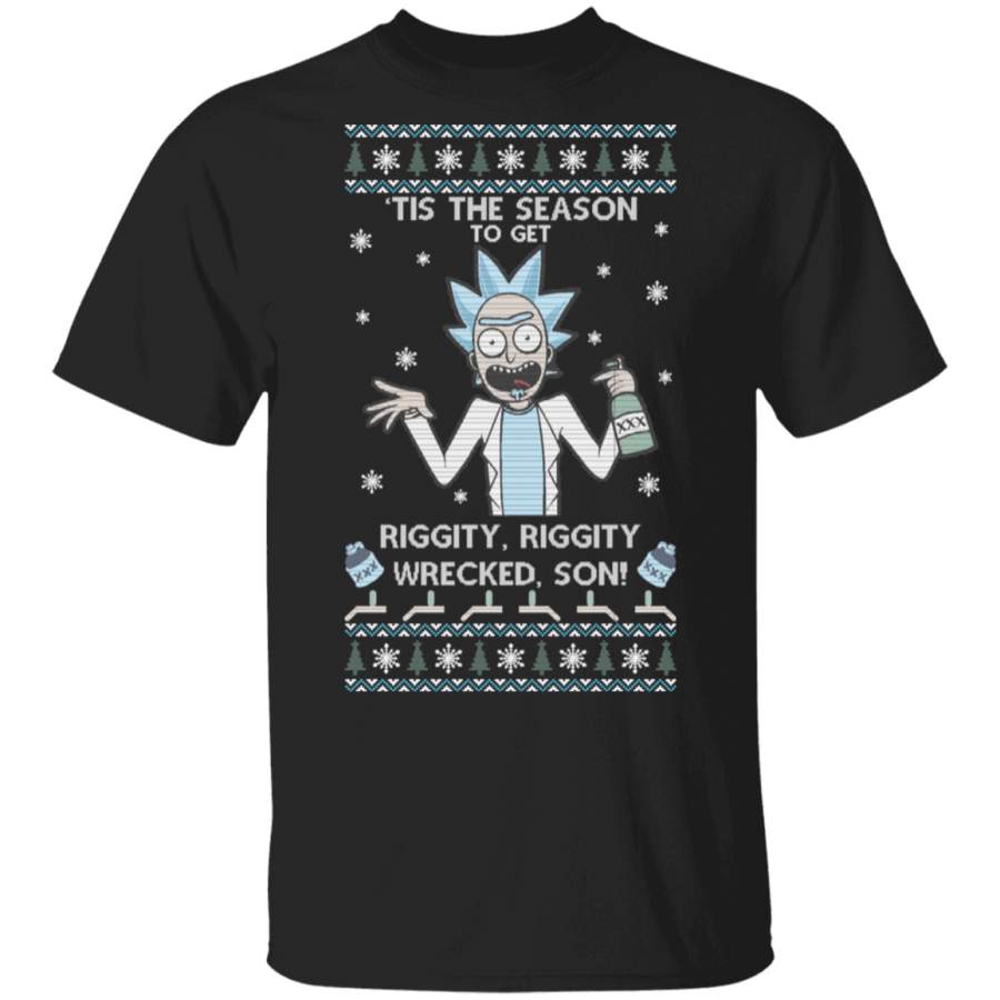 Rick And Morty Christmas Funny T Shirt Tis The Season To Get Riggity