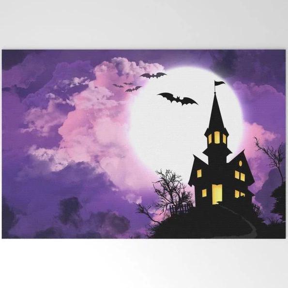 Creepy Haunted Castle With Bats At Full Moon Halloween Doormat Indoor And Outdoor Mat Entrance Rug Funny Home Decor Closing Gift Gift For Friend Family Gift Idea