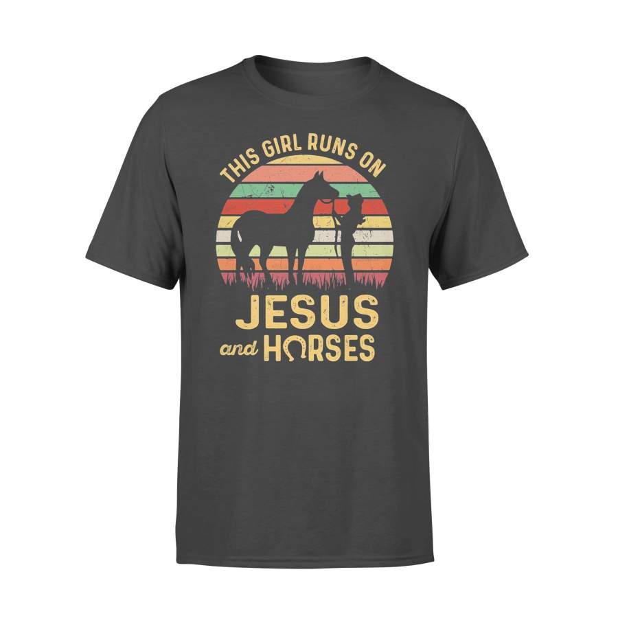 This Girl Runs On Jesus And Horses Vintage T-shirt