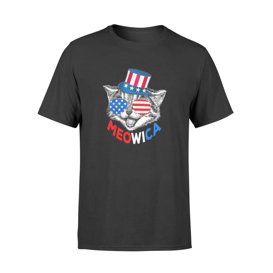 Red White Blue Cat 4th of July Meowica T-Shirt – Standard T-shirt