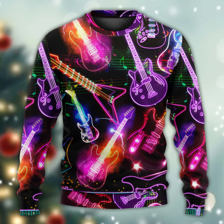 Guitar Neon Amazing Ugly Christmas Sweater | Adult | Us2269