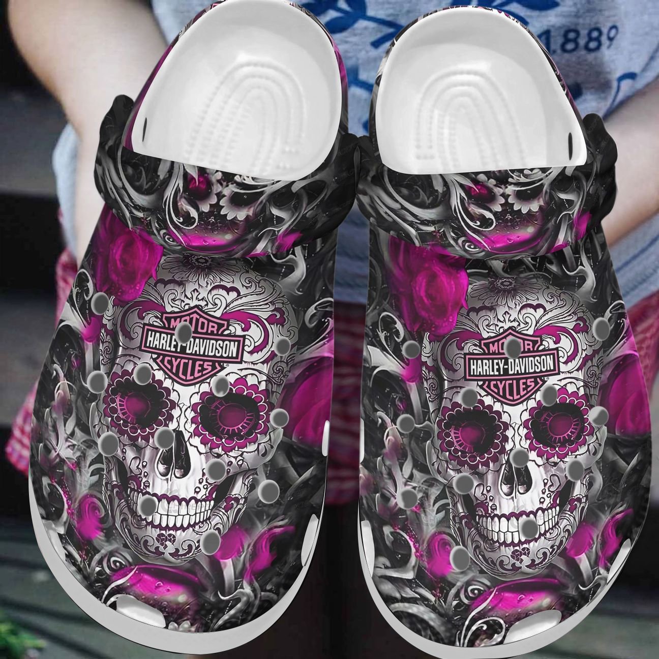 Motor Personalized Clog, Custom Name, Text, Color, Number Fashion Style For Women, Men, Kid, Print 3D Beautiful Motor Skull